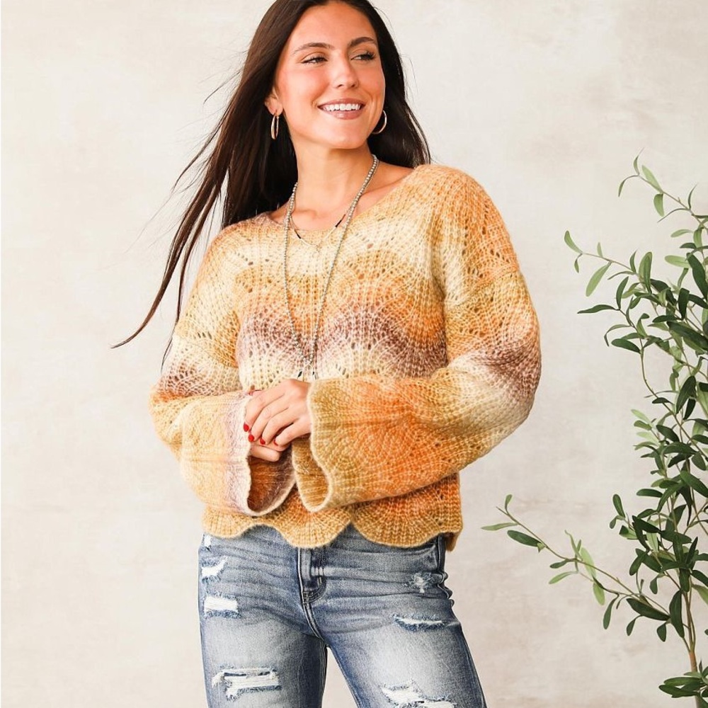 Ombre Scalloped Sweater